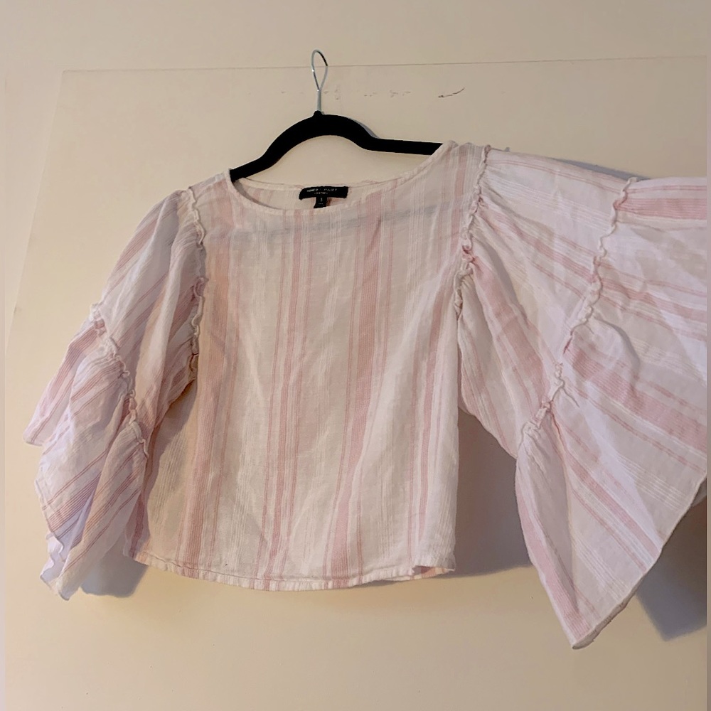 Romeo & Juliet Couture Flowy 3/4 sleeve pink and white stripped 100% cotton top